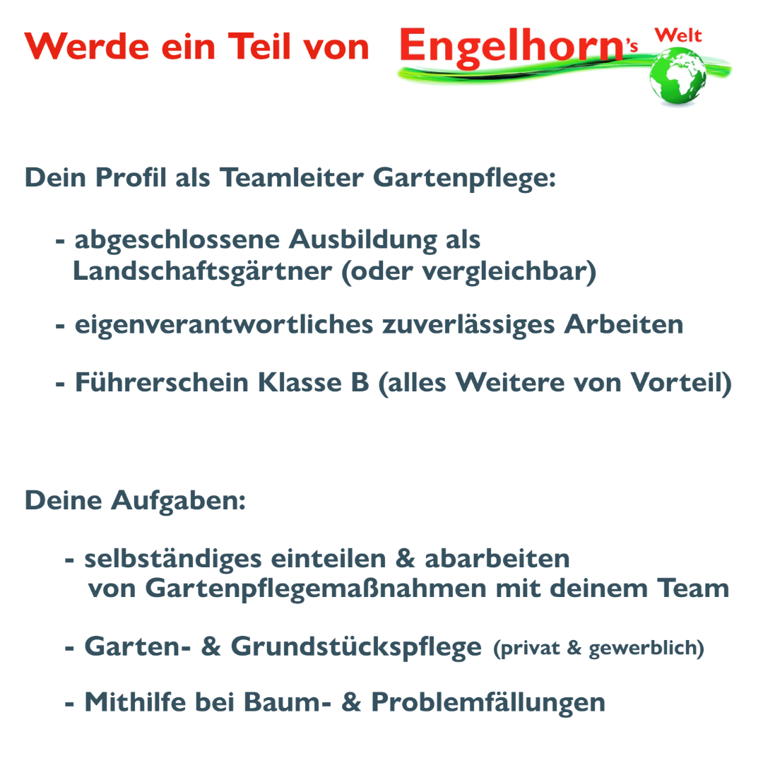 Stellenanzeige   Teamleiter Garten 2